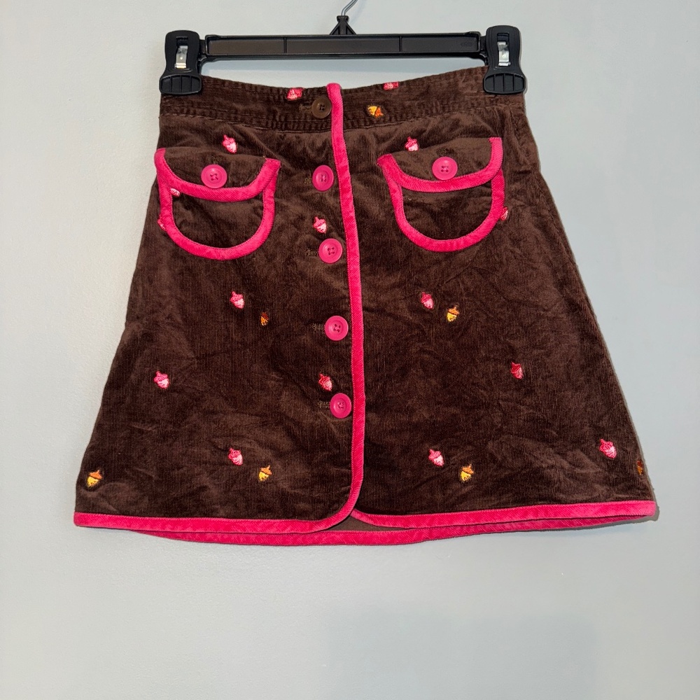 EUC Vintage Lilly Pulitzer White Label Acorn Corduroy Skirt Girls Size 8